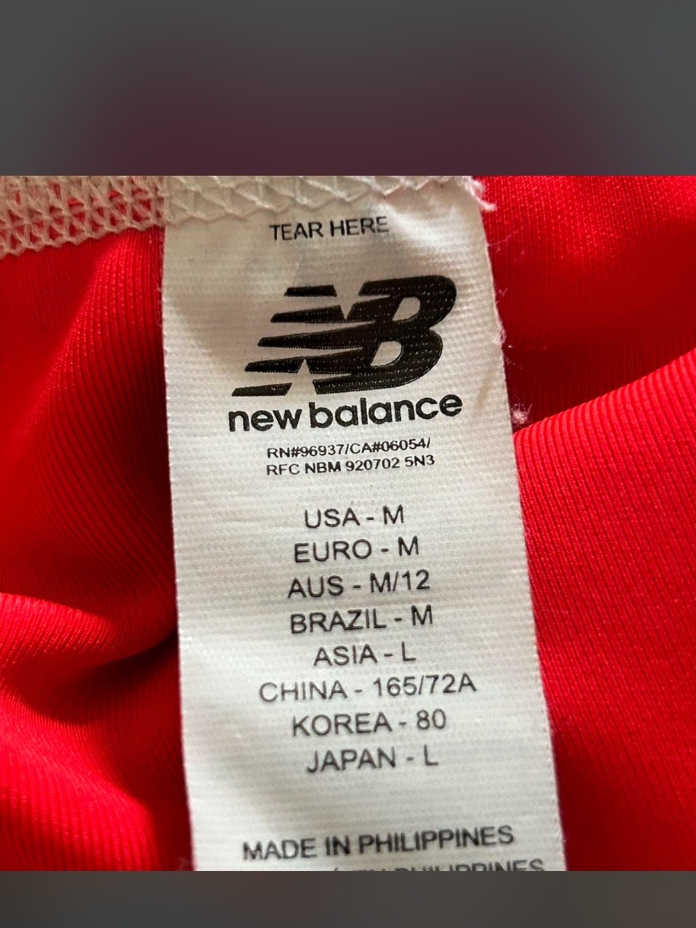 New Balance Red Apparel Tag - Picture 3 of 3